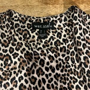 Wet Seal Animal Print Blouse in Black, Brown & Tan